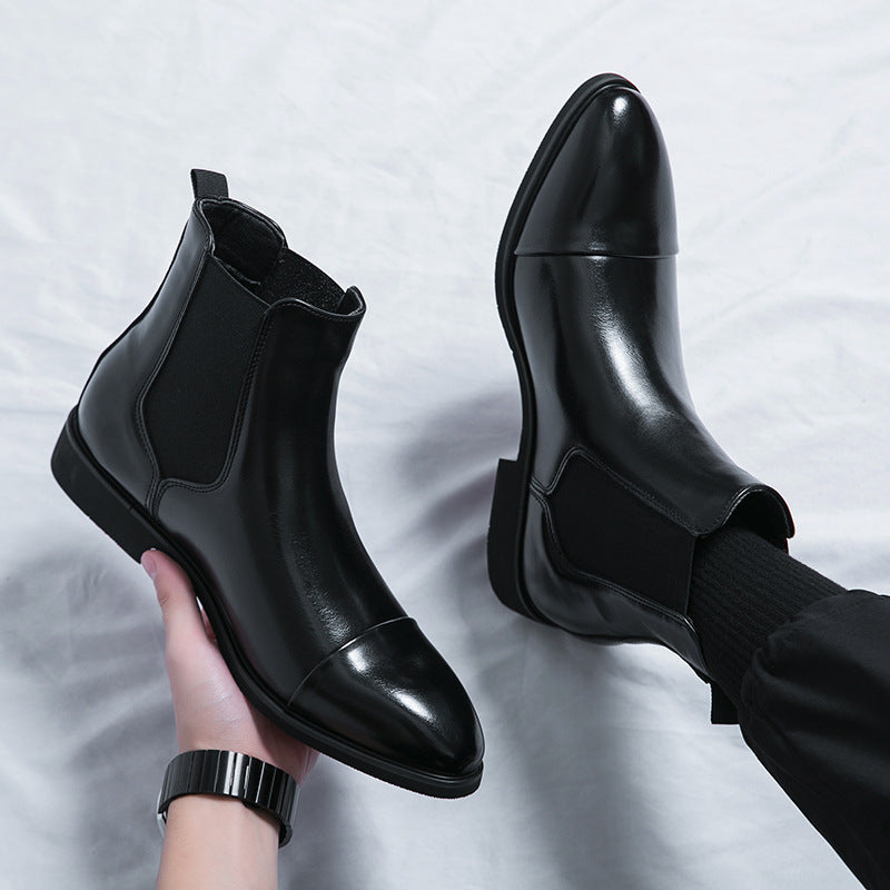 British Fashion High-Top Men’s Chelsea Leather Boots British Fashion High Top Casual Leather | Ectron Online