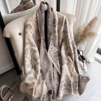 Women's Cashmere-like Warm Scarf | Office Blanket Tassel Shawl Women's Neck Warmer Office Blanket Cashm | Ectron Online