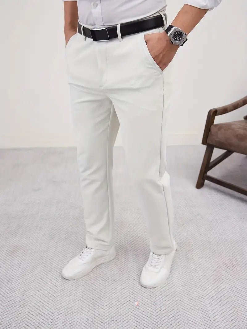 Men's Slim Fit Tapered Business Pants Men's Slim Fit Business Pure Color Casua | Ectron Online
