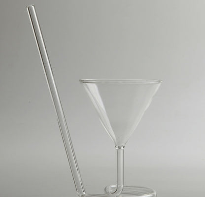 Spiral Cocktail Glass Revolving Martini Creative Long Tail Cocktail Straw Wine Glass For Bar Party Supply Barware