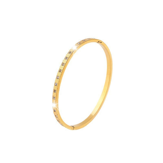 European And American Non-fading Square Diamond Stainless Steel Bracelet
