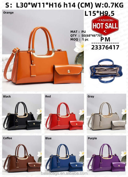 Color options display of hobo shoulder bag set with matching wallet pouches