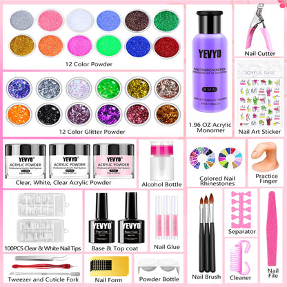 24-Color Acrylic Nail Kit with Monomer Acrylic Nail Kit, 24 Color Glitter Acryl | Ectron Online