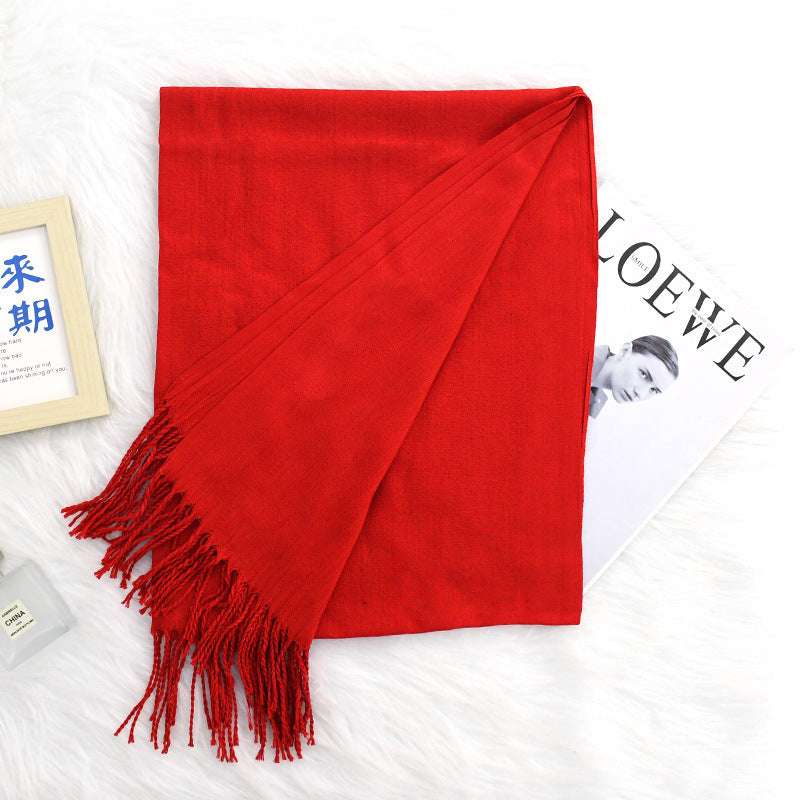 Luxurious Warm Tassel Scarf - Cashmere-Feel Meeting Accessory Annual Meeting Warm Cashmere Tassel Scar | Ectron Online