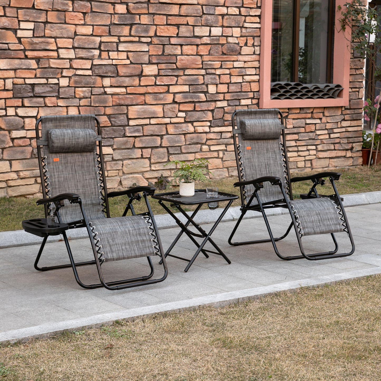 Zero Gravity Chair Set with Side Table - Folding Reclining Loungers