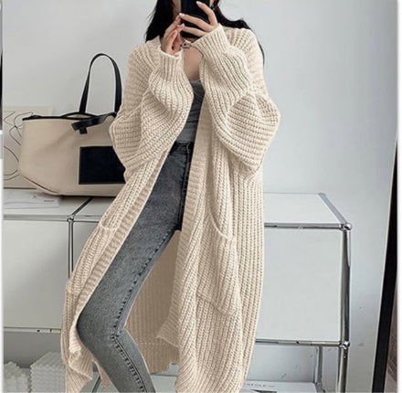 Women's Long Knitted Cardigan | Loose All-Matching Winter Sweater