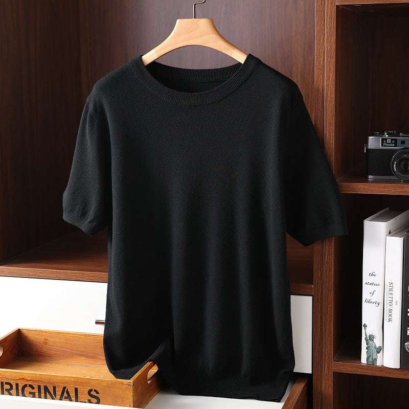 Men’s Summer Thin Knit T-Shirt – Short Sleeve Round Neck Casual Summer Short Sleeve Men's Round Neck Thi | Ectron Online
