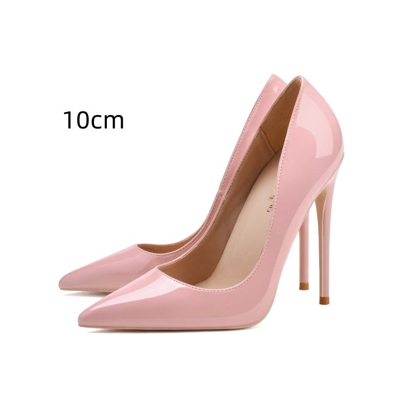 Pointed Toe Stiletto High Heels - Patent Leather Shoes Pointed Toe Stiletto High Heels Size Patent Leather Single Shoes | Ectron Online