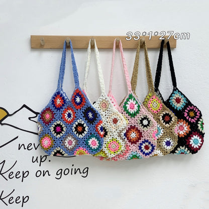 Handmade Hand Crochet Flower Woven Women's Bag Ethnic Pattern