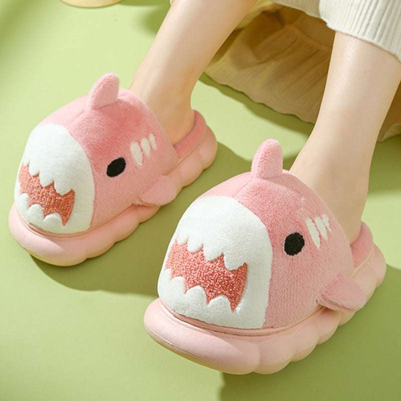 Winter Shark Slippers – Thick Bottom Furry Cotton Shoes for Couples Winter Shark Slippers Fashion Thick Bott | Ectron Online