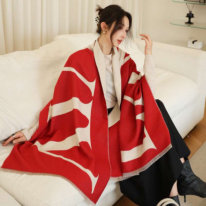 Women's Versatile Thickened Warm Cashmere Scarf Female Versatile Fashion Thickened Warm Cashmere Scarf | Ectron Online