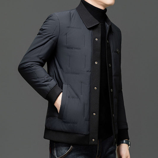 Padded Lapel Coat with Round Hem
