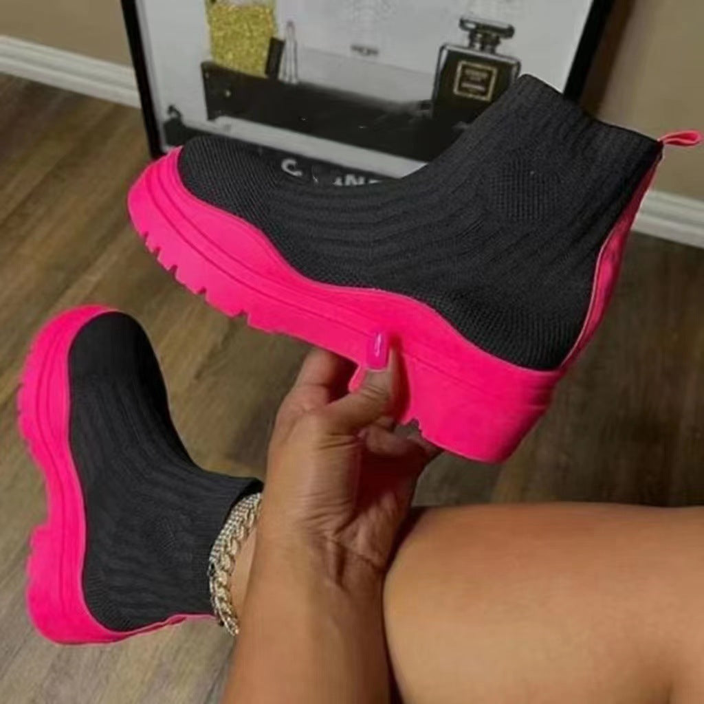 Fashion Sock Boots Platform Chunky Heels Shoes Women Fashion Sock Boots Platform Chunky Heels | Ectron Online