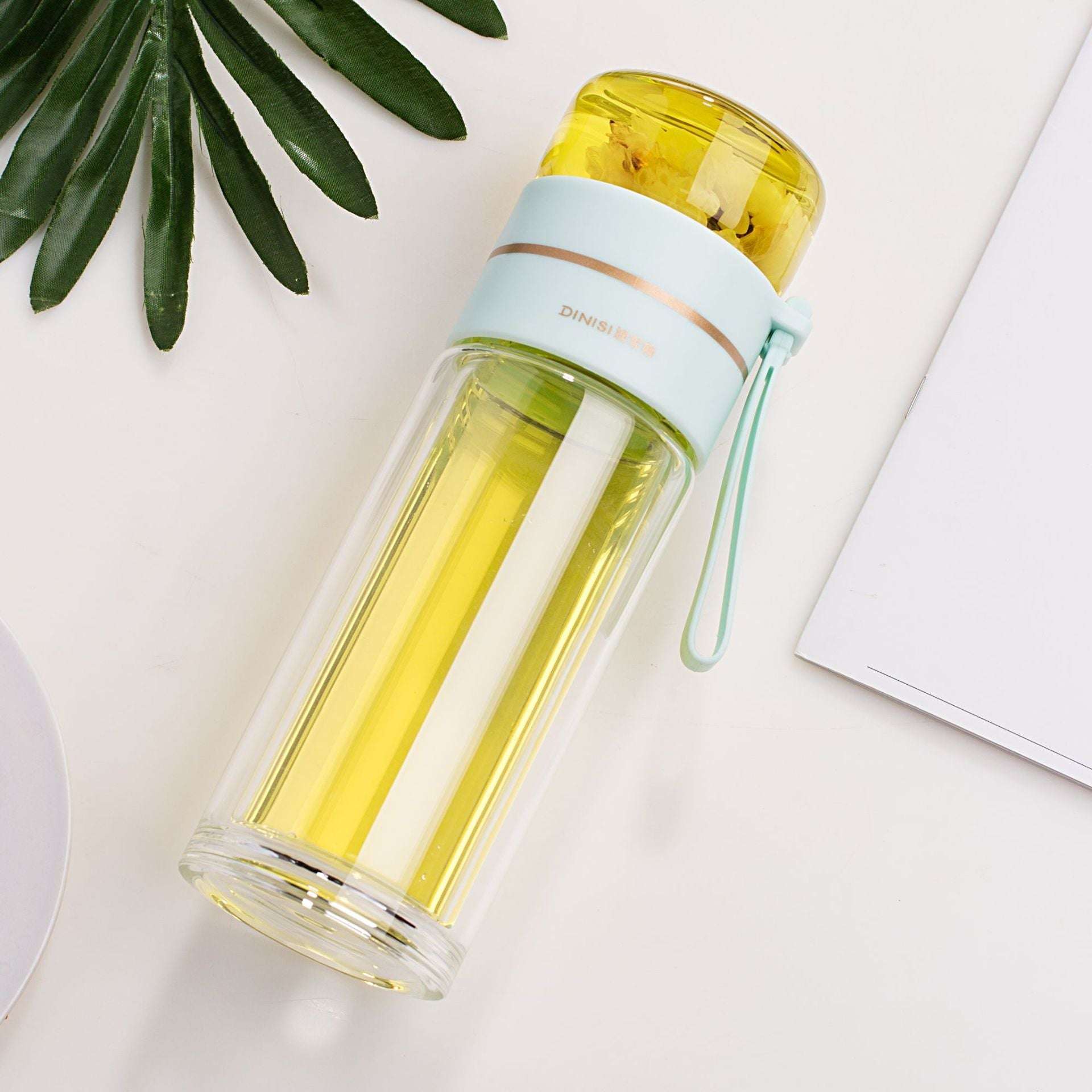 Double Wall Glass Water Bottle with Tea Infuser Glass Water Bottle With Tea Infuser Filt | Ectron Online