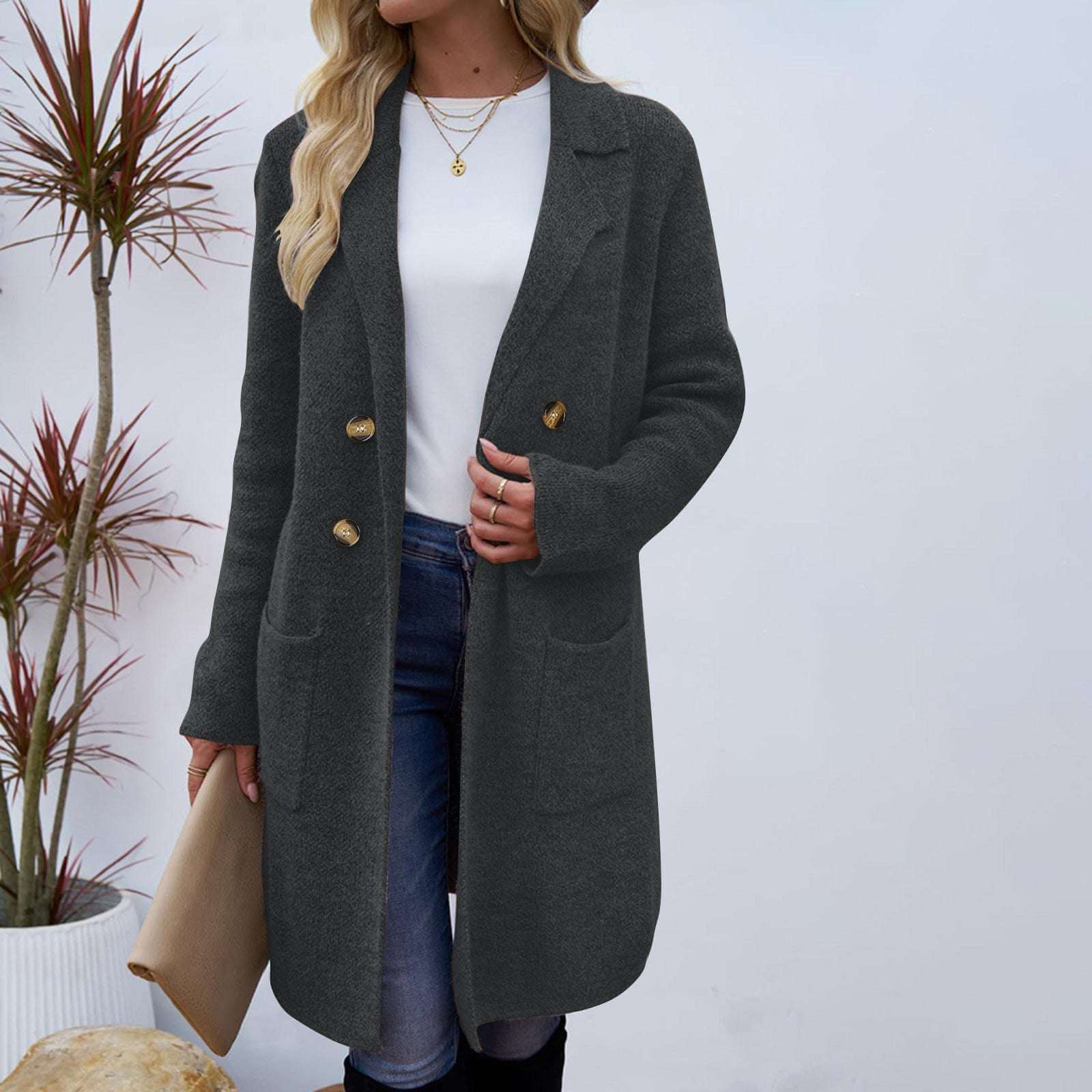Women's Mid-Length Woolen Coat Suit Jacket Women's Fashionable All-match Mid-length | Ectron Online