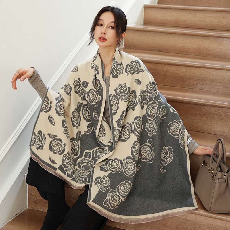 Women's Versatile Thickened Warm Cashmere Scarf Female Versatile Fashion Thickened Warm Cashmere Scarf | Ectron Online