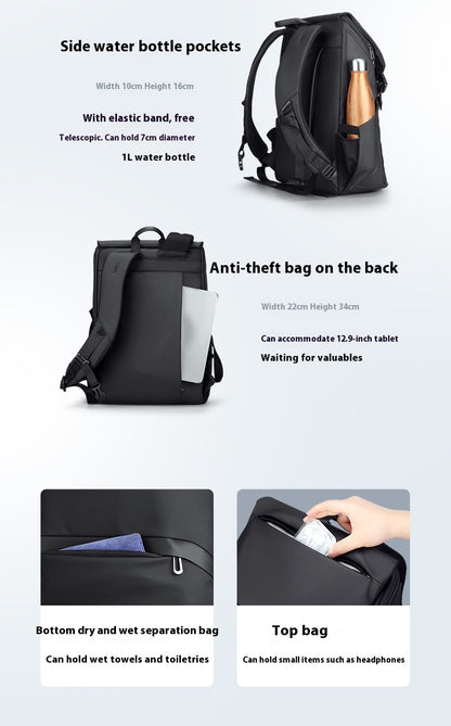 Men's Business Travel Computer Backpack Detachable Letter Backpack Large Capacity