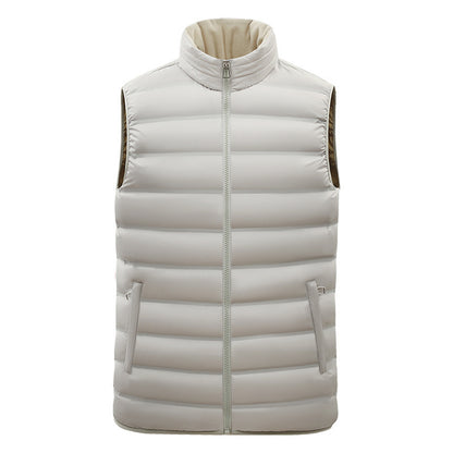White puffer vest with a zipper on a white background