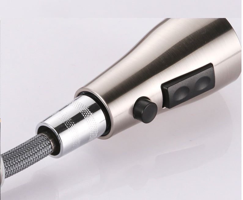 Brushed Copper Pull-Out Kitchen Faucet - Hot & Cold Dual Mode Sink Tap