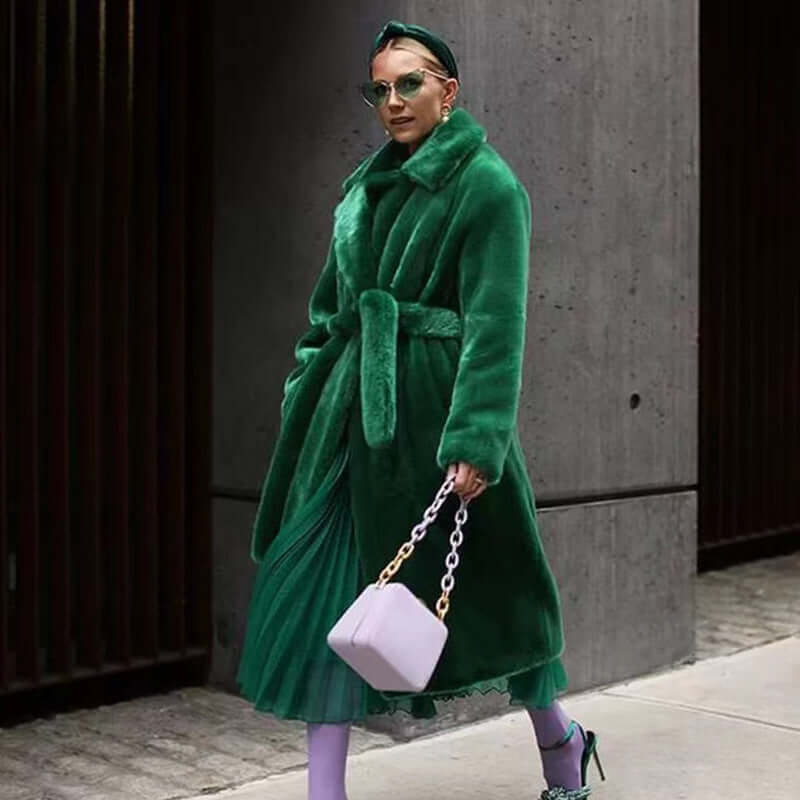 Long Faux Fur Trench Coat Artificial Fur Coat Suit Collar Cotton C | Ectron Online