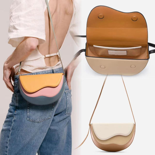 Stitching Unique Curve Multicolor Saddle Bag