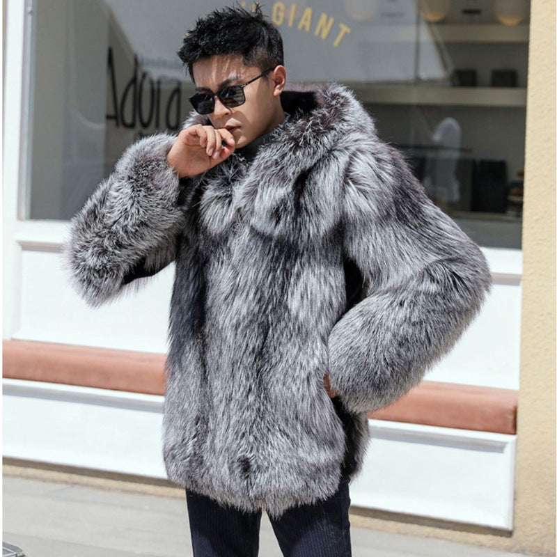 Men's Hooded Mink Fur Coat