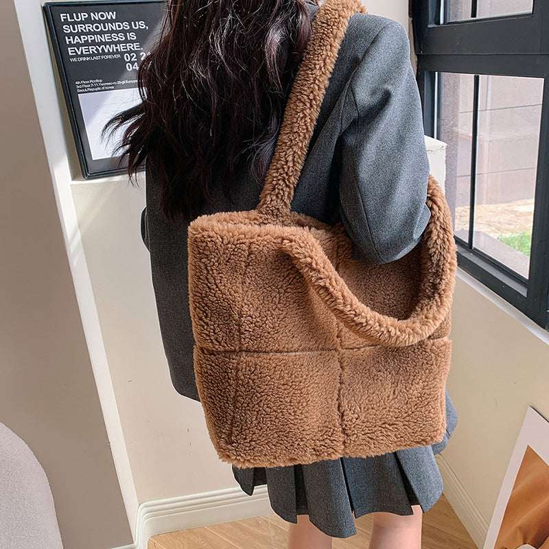 Luxury Plush Bag - Winter Fashion Cute Tote Handbag Women's Designer Luxury Plush Bag Winter | Ectron Online