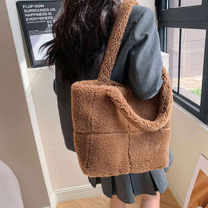Luxury Plush Bag - Winter Fashion Cute Tote Handbag Women's Designer Luxury Plush Bag Winter | Ectron Online