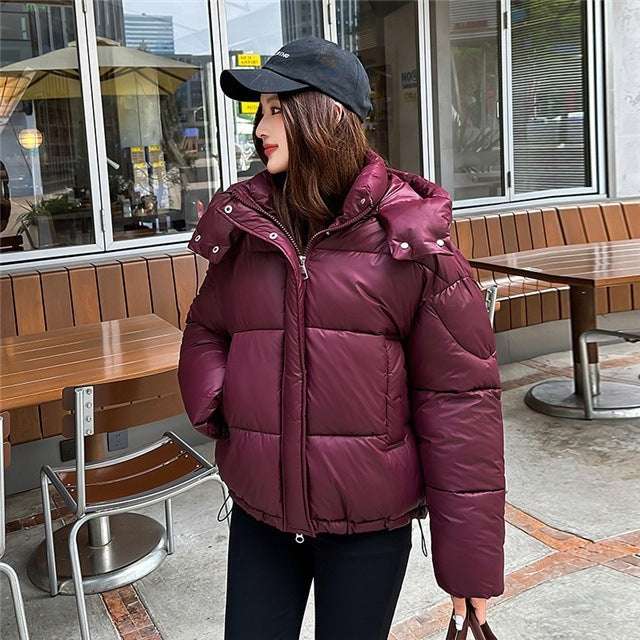Elegant Fluffy Hooded Puffer Jacket - Warm Commute Coat Elegant Fluffy Hooded Cotton Jacket Puff | Ectron Online