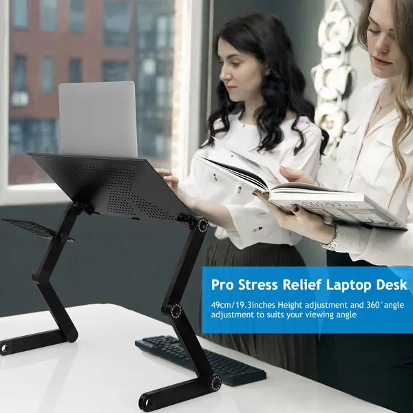 Foldable Aluminum Laptop Desk for Bed | Ergonomic Table & Mouse Board