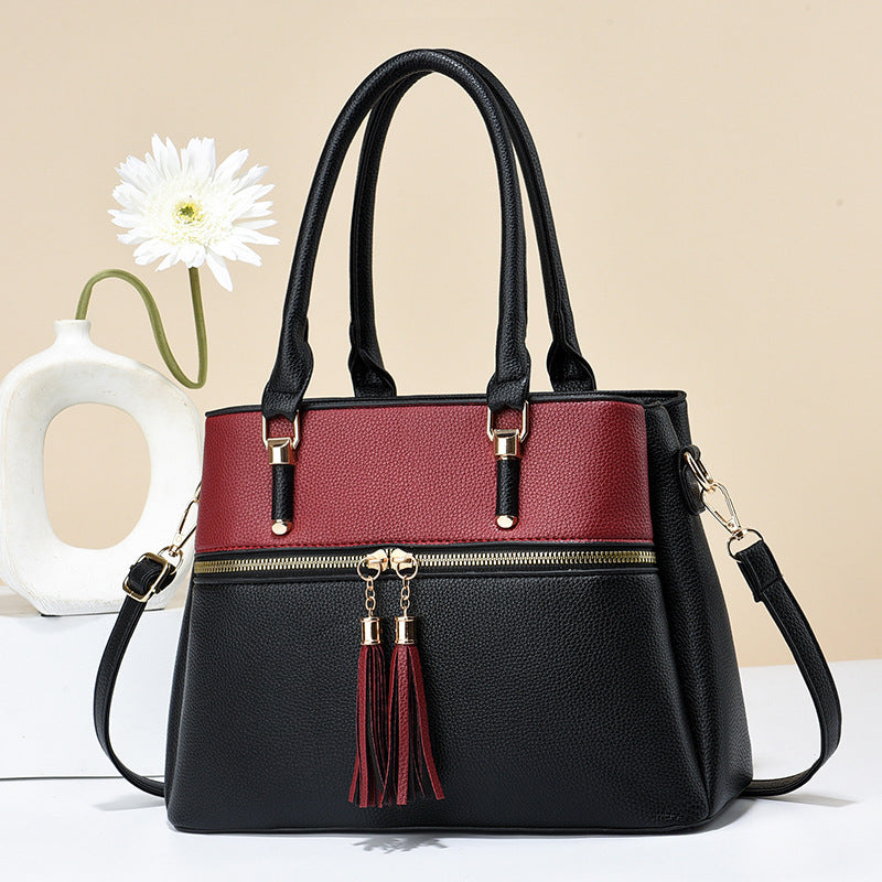 Large Capacity Soft Leather Tassel Shoulder Bag