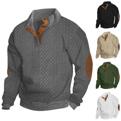Men's Stand Collar Jacquard Knitted Pullover - Long Sleeve Sweater Stand Collar Long Sleeve Jacquard Knitte | Ectron Online