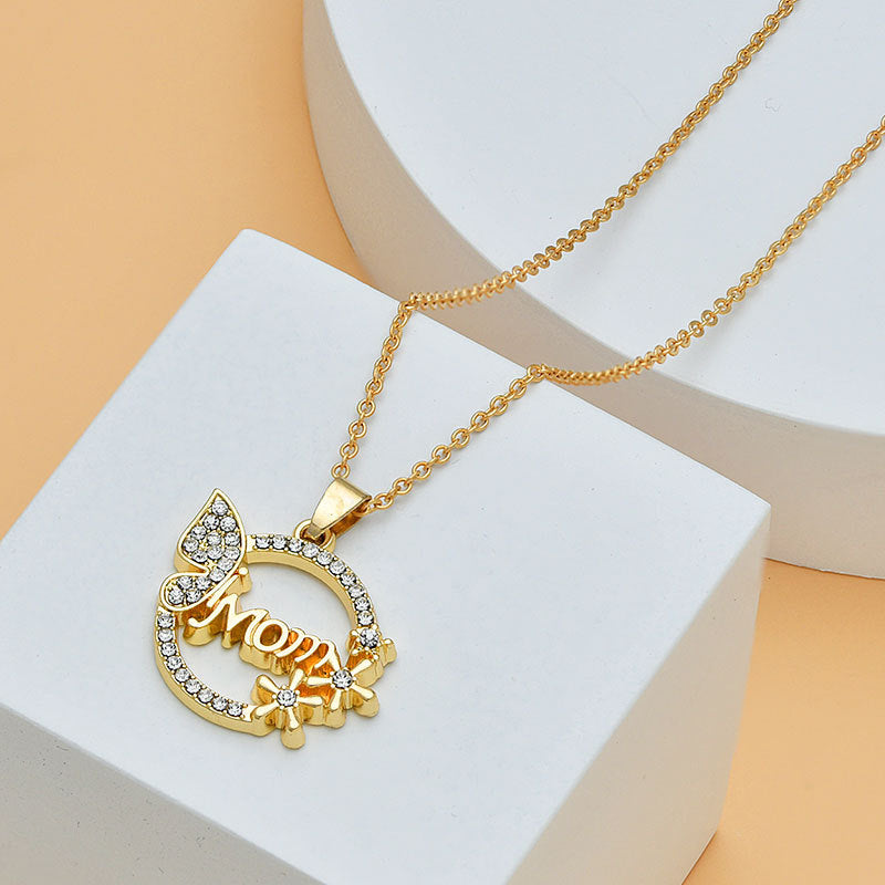 A Mother's Love | Heart-Shaped Diamond Letter Necklace Mother's Day Mom Heart Shape With Diamond Letter Necklace For Women Fine Jewelry Women Accessories Fashion Jewelry | Ectron Online