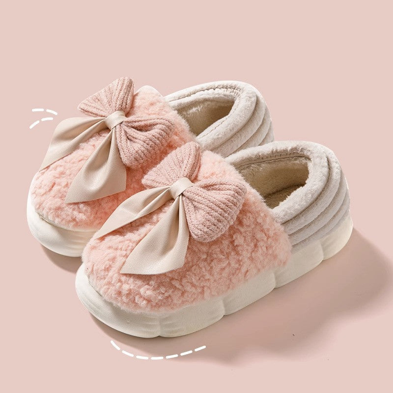 Big Bow-knot Fluffy Slippers – Winter Warm Platform Shoes Big Bow-knot Fluffy Slippers Winter Warm | Ectron Online
