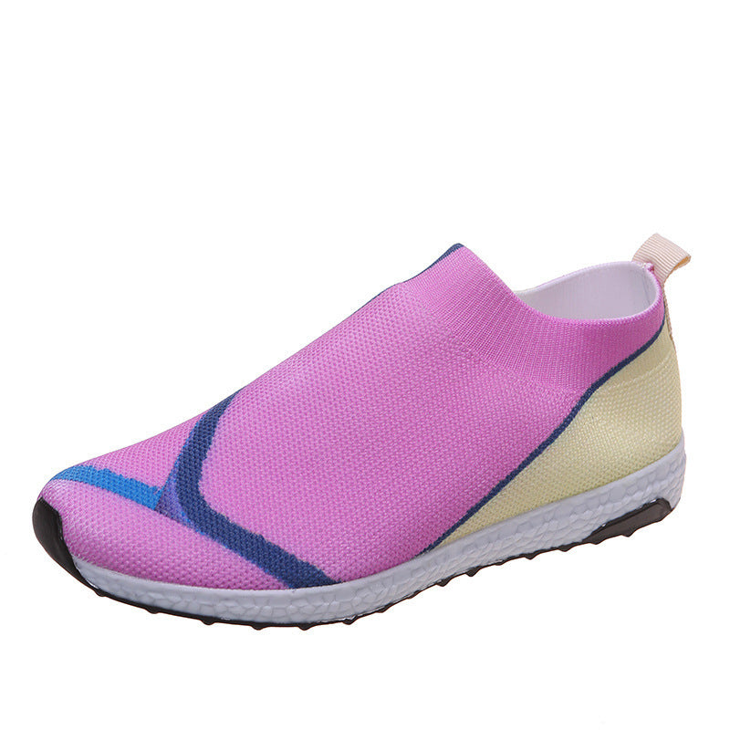Women's Fly Weaving Color Blocking Flat Sneakers Women's Casual Fly Weaving Color Blockin | Ectron Online