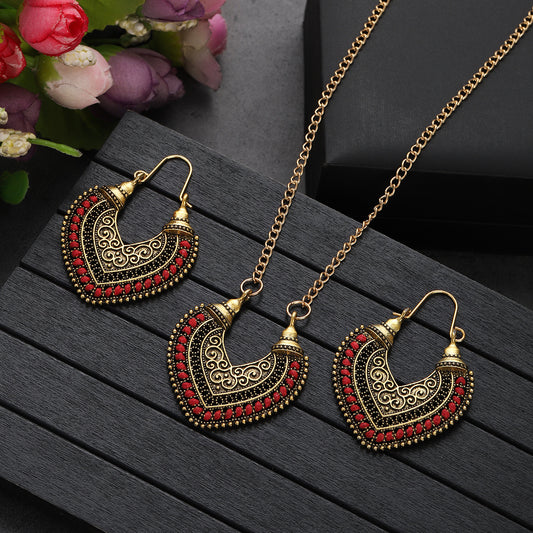 Colored Rope Winding Earrings Necklace Two-piece Set