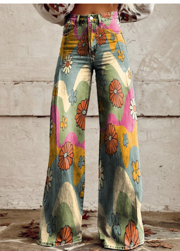 Thin Faux Denim Wide-leg Pants