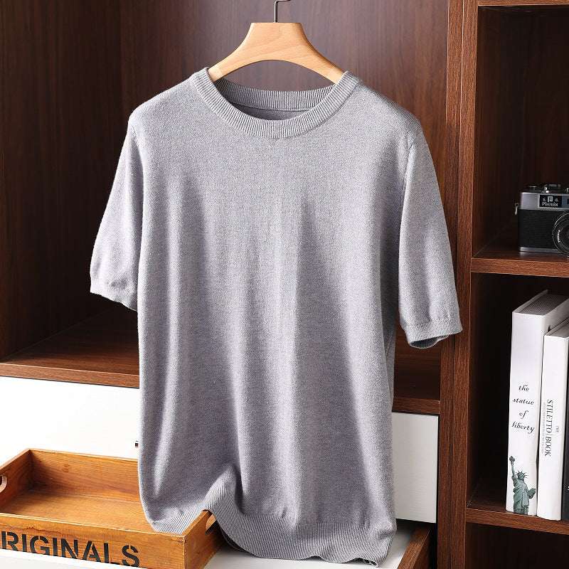 Men’s Summer Thin Knit T-Shirt – Short Sleeve Round Neck Casual Summer Short Sleeve Men's Round Neck Thi | Ectron Online