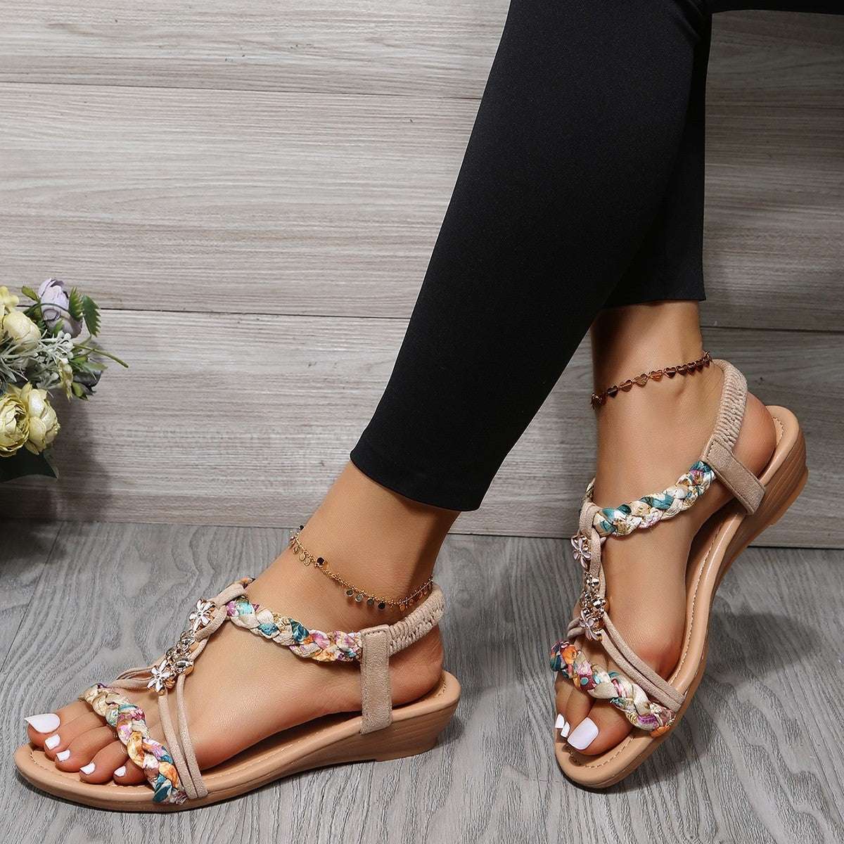 Women’s Open Toe Sandals – Color Block Fabric Design Women's Open Toe Sandals Made Of Color B | Ectron Online