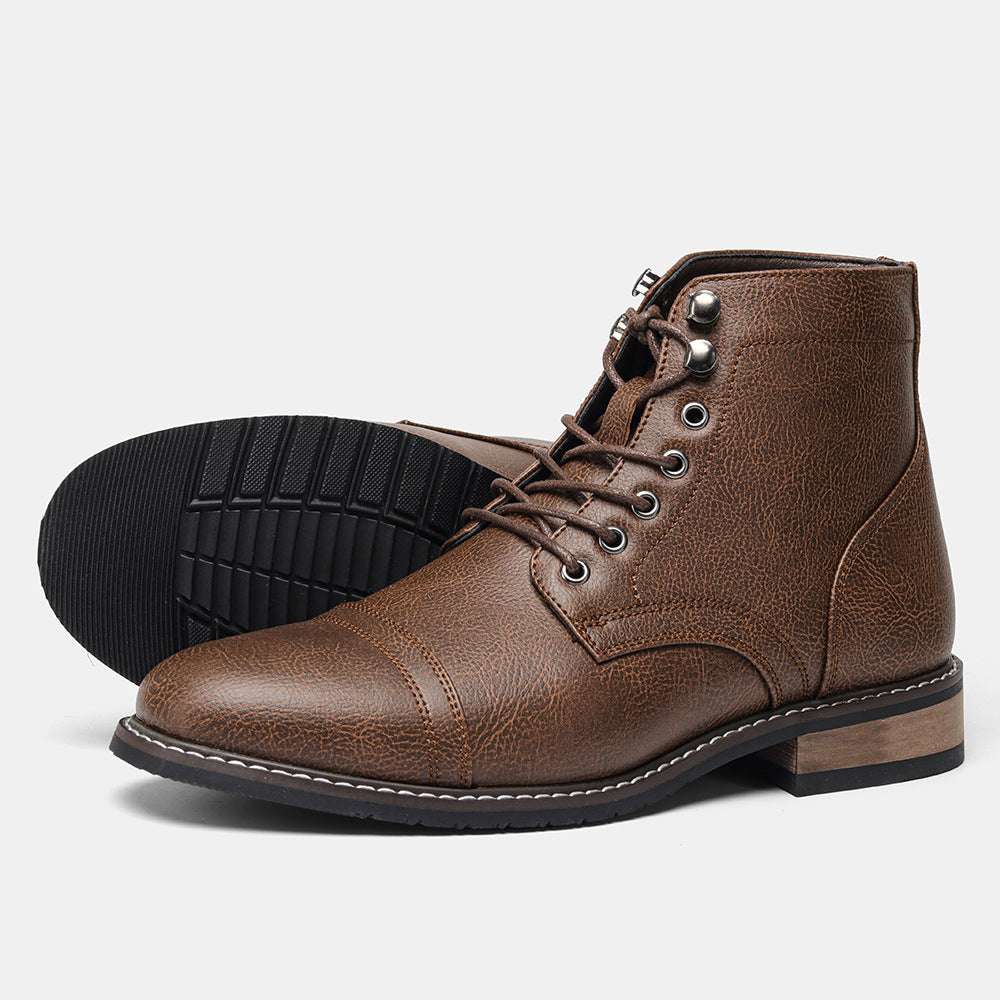 Plus Size Retro Leather Martin Boots – Men’s Waterproof Workwear Men's Plus Size Retro Fashion Work Cloth | Ectron Online