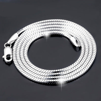 Sterling Silver Plated platinum necklace chain jadoku men clavicle silver chain Korean fashion collar men and women lovers of silver