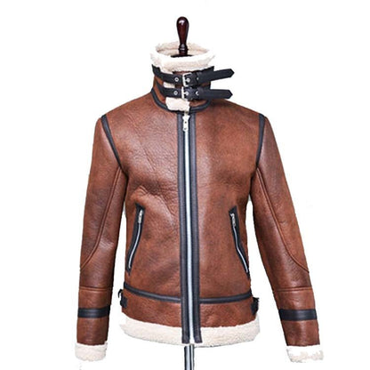 Men's Jacket Winter Highneck Warm Fur Liner Lapel Leather Zipper Men's Jacket Winter Highneck Warm Fur Li | Ectron Online