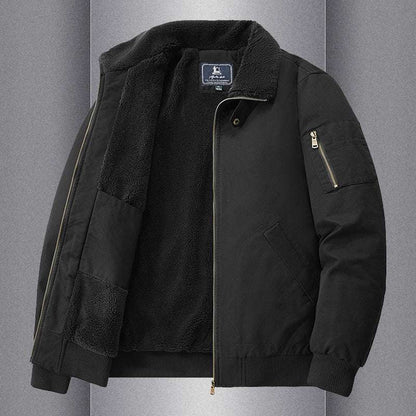 Warm And Loose Polo Collar Pure Cotton Workwear Jacket Casual Lambswool