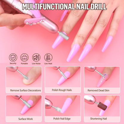 Acrylic & Gel Nail Kit with UV Light & Drill Acrylic Nail Kit With Drill, 4 Colors Ge | Ectron Online