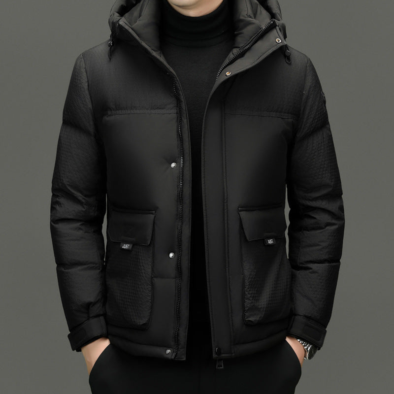 Short Casual Hooded White Duck Down Winter Jacket