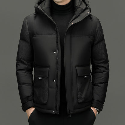 Short Casual Hooded White Duck Down Winter Jacket