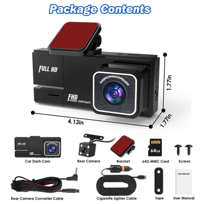 3-Channel WiFi Dash Cam 1080P - Front, Rear & Cabin 1Pc WiFi FHD 1080P Car Dash Cam 3 Channe | Ectron Online