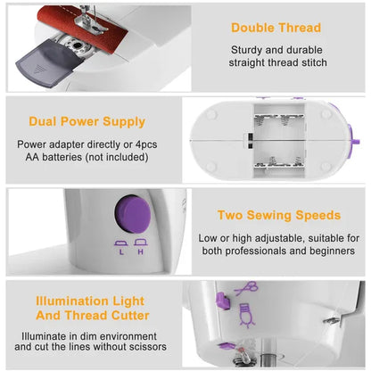 Portable Electric Sewing Machine - 2-Speed Overlock with Foot Pedal & LED Electric Sewing Machine Portable 2 Speed | Ectron Online