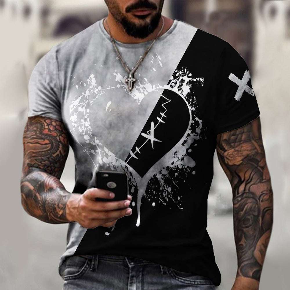Casual Round Neck Digital Print T-Shirt – Short Sleeve Tee Casual Round Neck Short Sleeve Digital P | Ectron Online