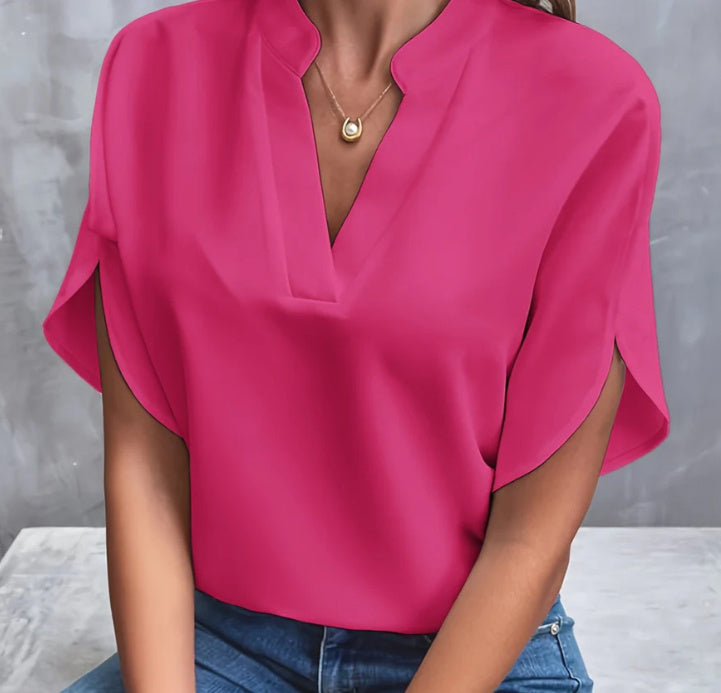 Elegant Short-Sleeved Chiffon Shirt Summer Short-sleeved Chiffon Shirt New V | Ectron Online